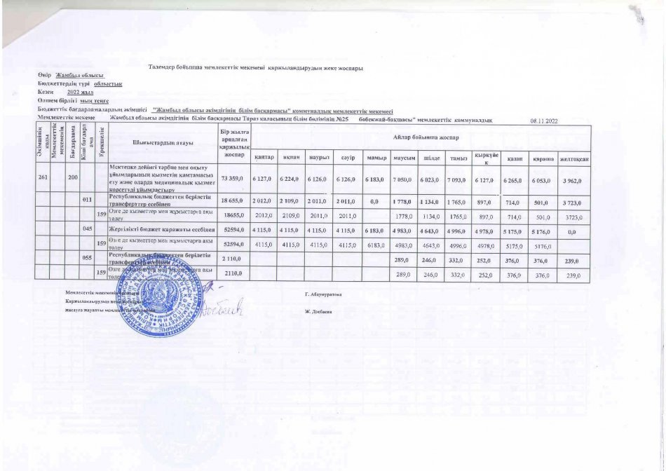 Жеке қаржыландыру жоспары 08.11.2022
